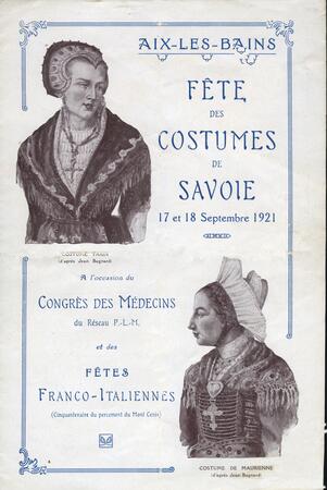 Affiche de la fête du costume savoyard en 1921. Coll. Archives d’Aix-les-Bains