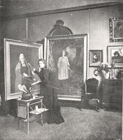 Louisa Starr dans son atelier, Extrait de  Canziani, Estella. Round about 3 Palace Green. London, Methuen and Co, 1939